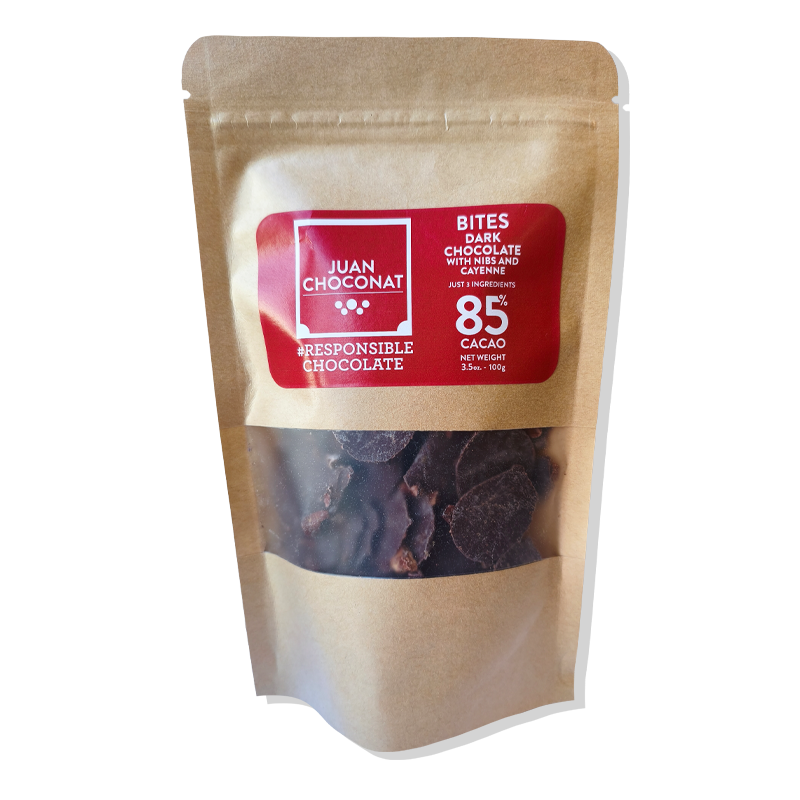 Bites Dark Chocolate 85% Cacao with Nibs & Cayenne Pepper