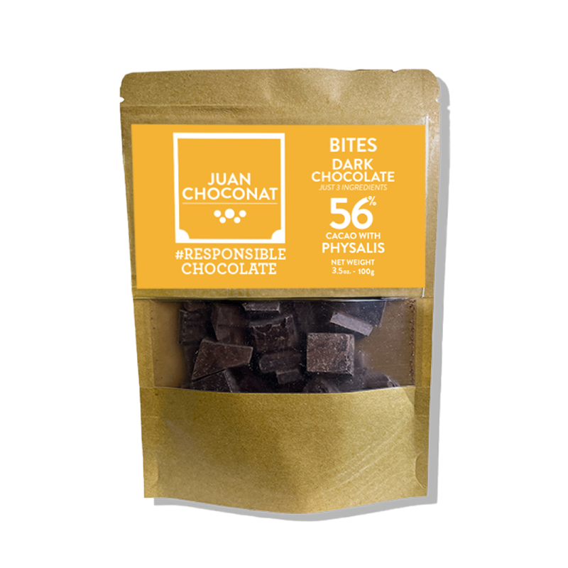 Bites Dark Chocolate 56% Cacao with Golden Berries (Physalis)