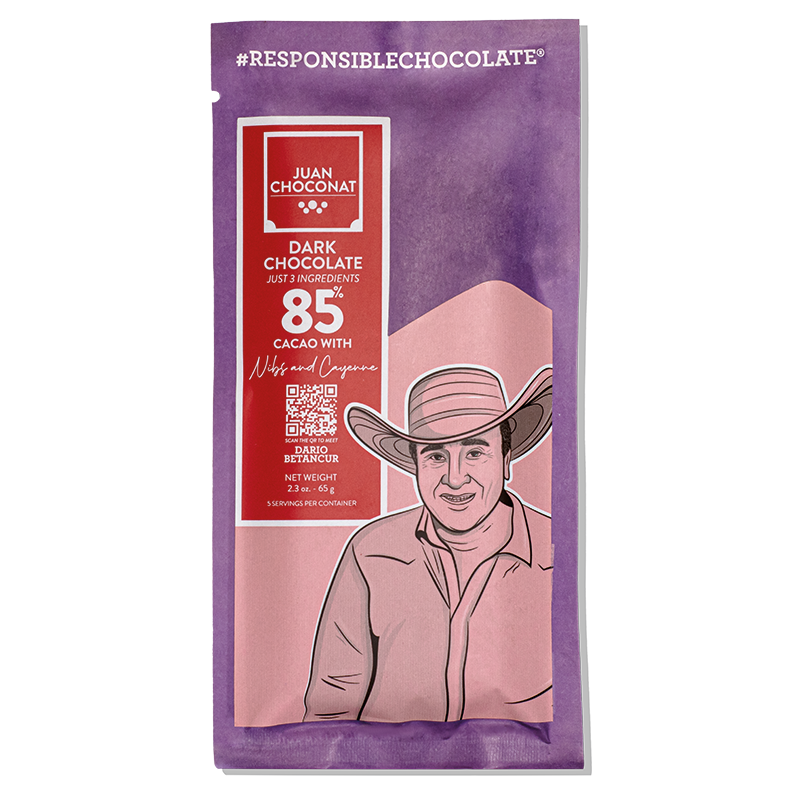 Dark Chocolate 85% Cacao with Cayenne & Nibs